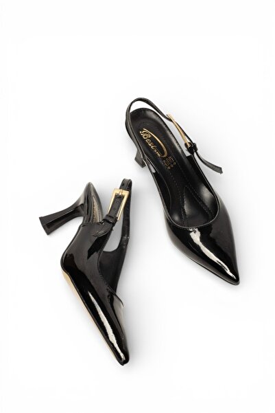 Best Group Elegant Buckle-Strap Open-Back Pointed-Toe Heeled Shoes