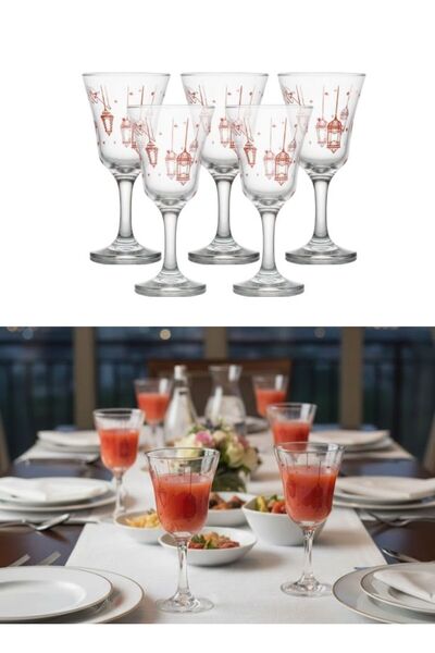 Premium Ramadan Hanging Lantern Stem Glass Set of 6 pcs Elegant Glasses