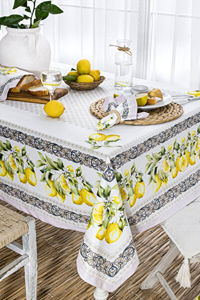 Elart Lemon Food Set Tablecloth Set for 12 People (150X210 cm)