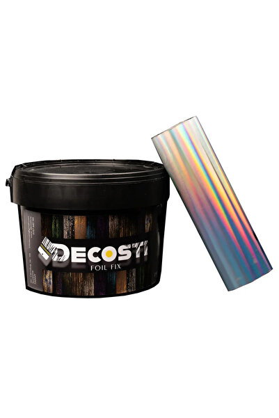 Decosti Kit folie de transfer, diverse culori - 25 mp + 2 kg adeziv (Argintiu...