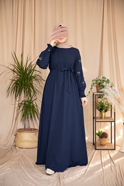 Nissra Ankanoor Belted Waist Embroidered Detail Honeycomb Dress Anka265135