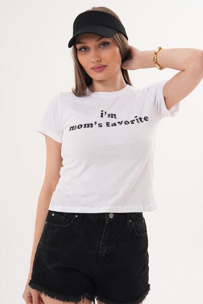 ŞİMAL Tricou de damă cu imprimeu și guler rotund - 260057