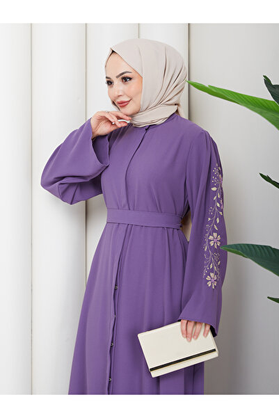 MY QILAM Women's Islamic Clothing Abaya Ferace Long Dress with Embroidered Sl...