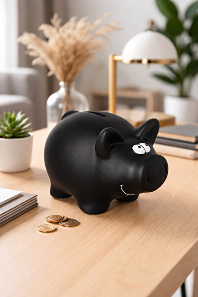 Out of The Blue KG Pușculiță porcușor din ceramică, neagră, personalizabilă c...