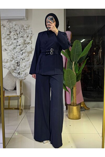 HA STORE Belden Kemer Detaylı Blazer İkili Takım