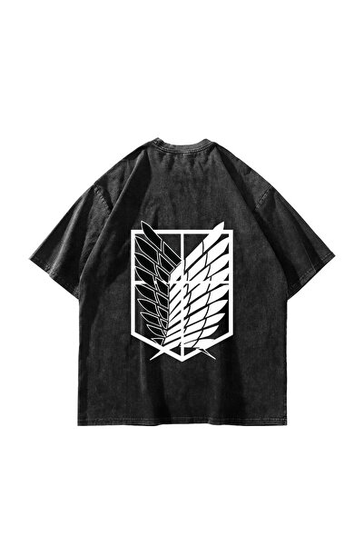 Sekizbiraltı Wings of Freedom Printed Oversize Unisex Washable Black Tshirt
