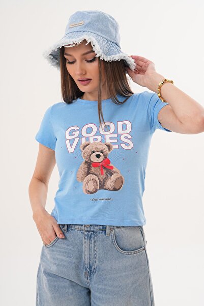 ŞİMAL Tricou de damă cu imprimeu și guler rotund - 260140