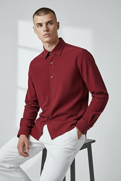 guaress DAR KESİM İNCE FİTİLLİ KADİFE GÖMLEK