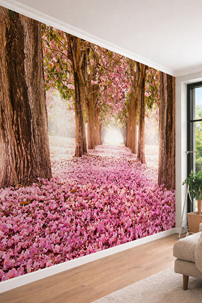 dreamwall Çiçekli Ağaç Tüneli - Ofis ve Salon İçin Tekstil Duvar Kağıdı