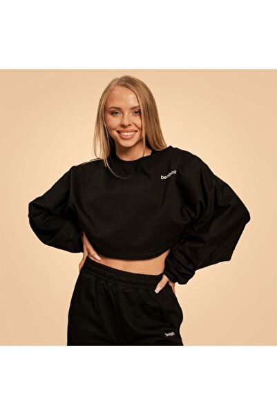 GymBeam Hanorac scurt Bliss pentru femei, negru - BeastPink