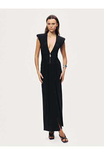 Nocturne Drapeli ve Fermuar Detaylı Maxi Elbise