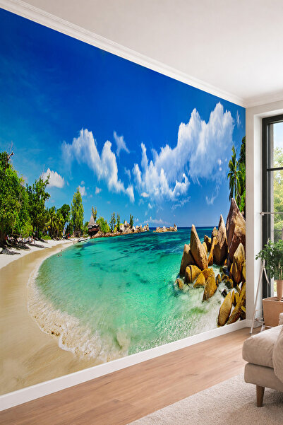 dreamwall Egzotik Sahil ve Granit Kayalıklar - Spa ve Cafe İçin Derinlikli Te...