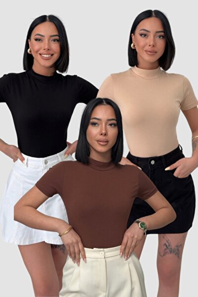 Lunamiratto Fisherman Short Sleeve Cotton Body Black Beige Bitter Coffee Half...