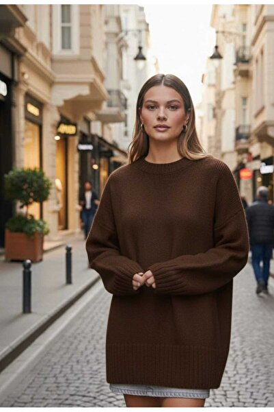 powermıxs سترة نسائية من التريكو الناعم ذات ياقة دائرية وقصة مريحة