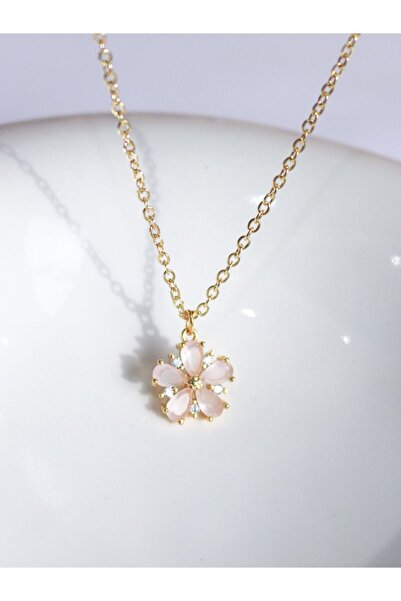 Reorah Collection قلادة على شكل زهرة من حجر الزركون الأبيض الناعم