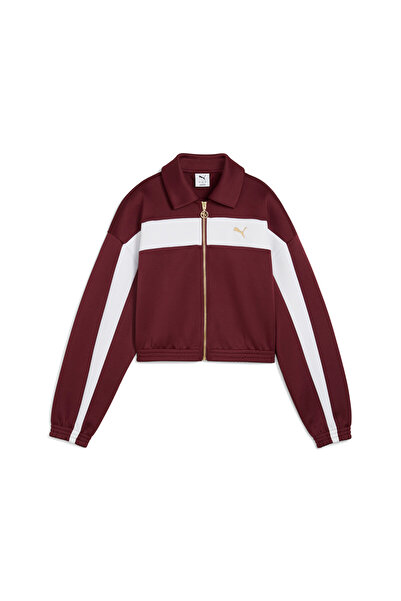 Puma جاكيت رياضي قصير مريح للنساء - أحمر