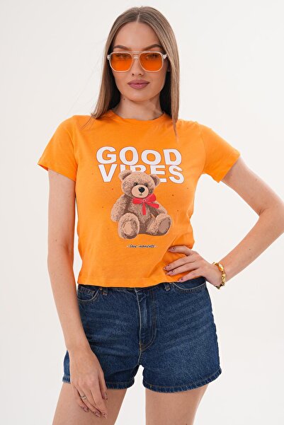 ŞİMAL Tricou de damă cu imprimeu și guler rotund - 260140