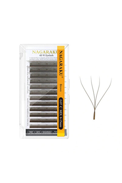 NAGARAKU MIX Ready-made eyelash extensions 4D W, Brown Curvature D 007