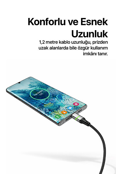Xenon Smart Type C Hızlı Şarj Kablosu | Type-C to Type-C, 60W, 480 Mbps, 1.2m, PD, Örgü, Led Gösterge (X6421)