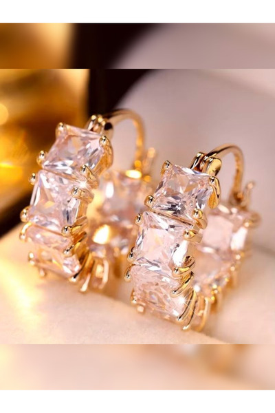 OEM Cercei Eleganti „Amalia Rose” cu Zirconium – Placati cu aur 18K Gold Rose
