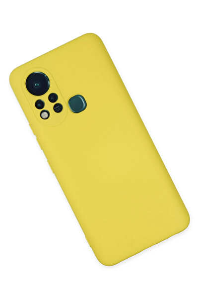 Kazan Hobi حافظة نيو فيس انفينيكس هوت 11 اس من السيليكون المخملي الداخلي - اصفر