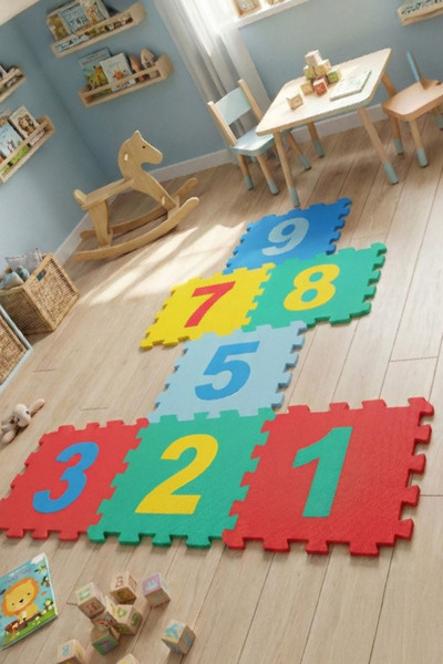 TechnoStation 9 Parça Sayılar Puzzle Yer Matı Hem Öğretir Hem Oyun Alanı Hazı...