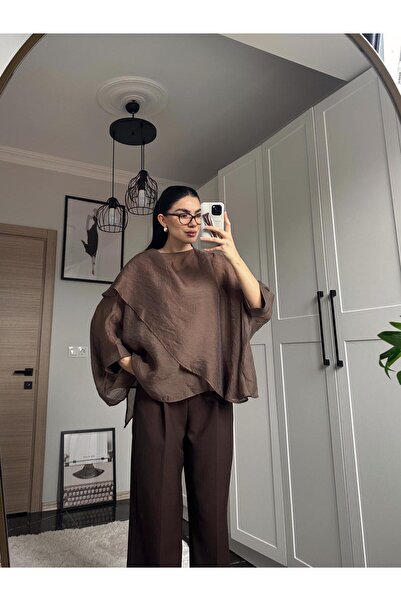 Gizuu Kahve Şifon Bluz