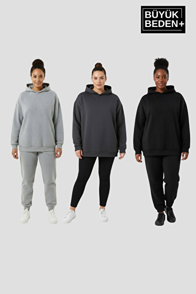 Superlife Дамски комплект от 3 части с ръкави и пола, ребрист, фин суитшърт с...