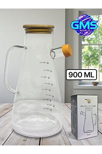 EVASAN 2-Pack 900 ml Borosilicate Oil Bottle & Vinegar Bottle (Bamboo Lid)