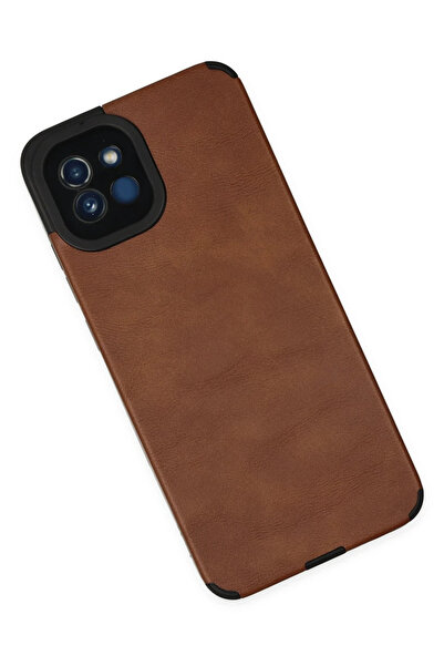 Ş&A BOUTIQE نيوفيس حافظة سامسونج جالاكسي A03 بحلقة جلدية سيليكون - بني