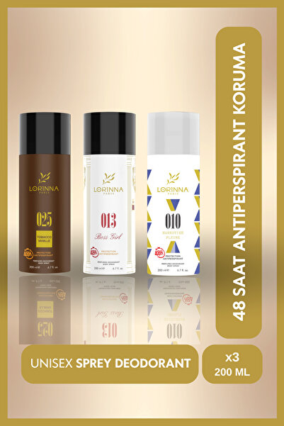 Lorinna Paris Niche Deodorant Set 3x200 Ml (Tobac-co Vanille - Boos Girl - Na...