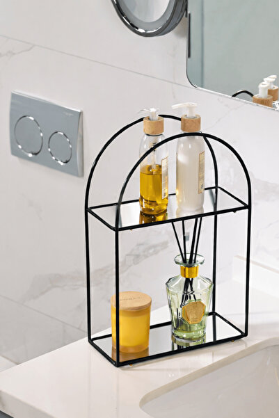 Edora Home منظم متعدد الأغراض من طبقتين من البليكسي جلاس باللون الأسود وحامل ...