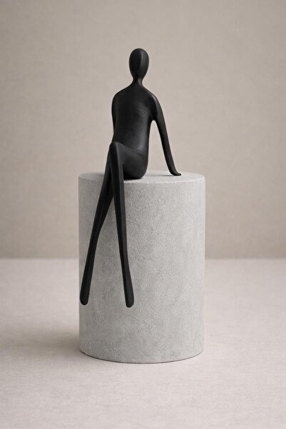 ersu store Taşın Üzerine Oturan Dekoratif Büst Heykel Biblo Adam Ev Ofis Hedi...