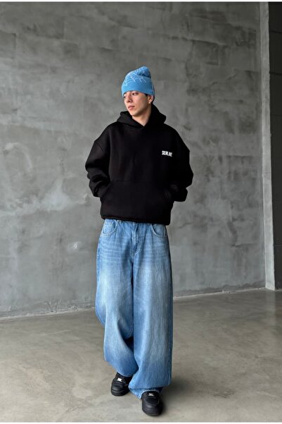 serline Buz Mavisi Super Baggy Pantolon
