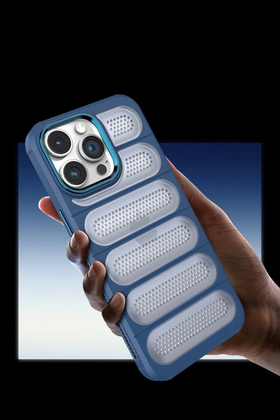 CT STONES غطاء حماية سيليكون لهاتف آيفون 14 برو ماكس من نيو فيس - أزرق داكن