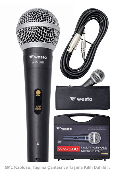 Westa Wm-580 Profesyonel El Mikrofonu Kablolu Dinamik Mikrofon (Okul, Cami, S...
