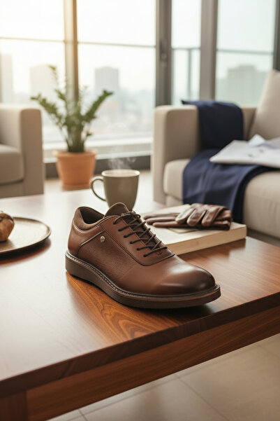 enoch حذاء رياضي رجالي من الجلد الطبيعي مثقوب بالليزر من إينوخ بنعل لتقويم ال...