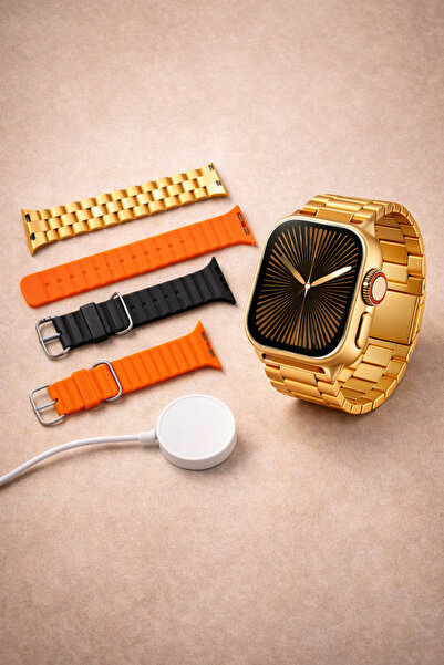 Generic X32 Ultra 3 Gold Multi-Function Smartwatch with Metal Band - Health &...
