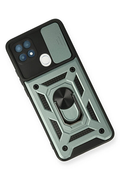 FREEDOM STOREE حافظة Newface لهاتف اوبو A15 مع حلقة عدسة من السيليكون - أخضر