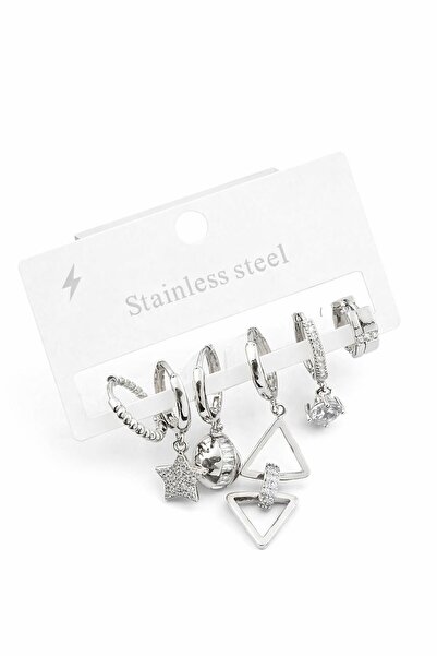 New Obsessions Steel 6-Piece Geo Figured Modern Earrings