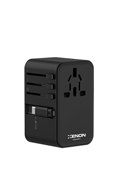 Xenon Smart Priz Dönüştürücü | 70W GaN Hızlı Şarj, 200+ Ülke, Dahili USB-C Ka...