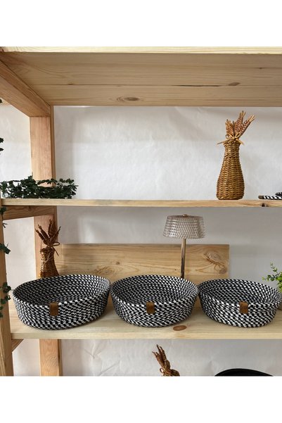 VELLORA HOME 3-Piece Basket Set, Multi-Purpose Basket, Bathroom and Kitchen Organizer Triple Round