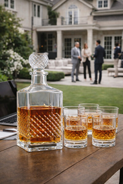 COCEM Kristal Karafı ve 6’lı Bardak Seti | 1200 cc Karaf + 340 cc Bardak | Ba...