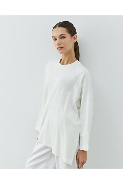 Aybikestil Penye İnterlok Relax Bluz Ekru