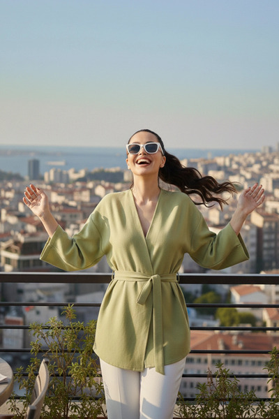 PASTELASTORE Kimono cu curea pentru femei 1177