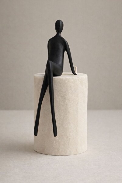 ersu store Taşın Üzerine Oturan Dekoratif Büst Heykel Biblo Adam Ev Ofis Hedi...