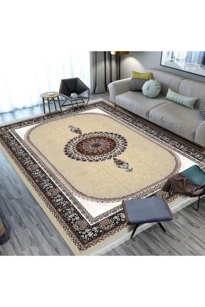 smart home سجادة مجلس مخملية كبيرة 350 × 250 سم | سجادة أرضية مبطنة مانعة للا...