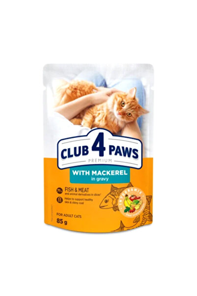 Club4Paws Hrana umeda completa Club 4 Paws pentru pisici adulte - Macrou in s...