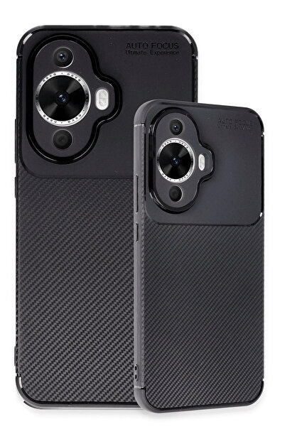 ZEMİRA HOME حافظة هواوي نوفا 12S من نيو فيس، غطاء كربوني بتركيز تلقائي - أسود