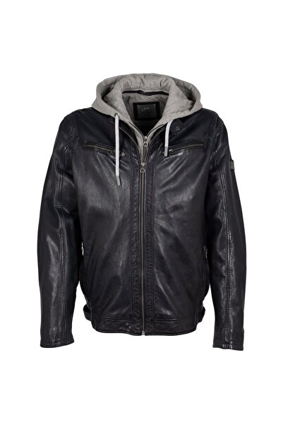 mauritius Geaca de Piele Barbati Negru/Bleumarin GMBraeden